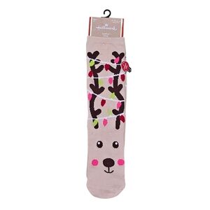 Hallmark "Light Up" Ladies Crew Socks Christmas reindeer design